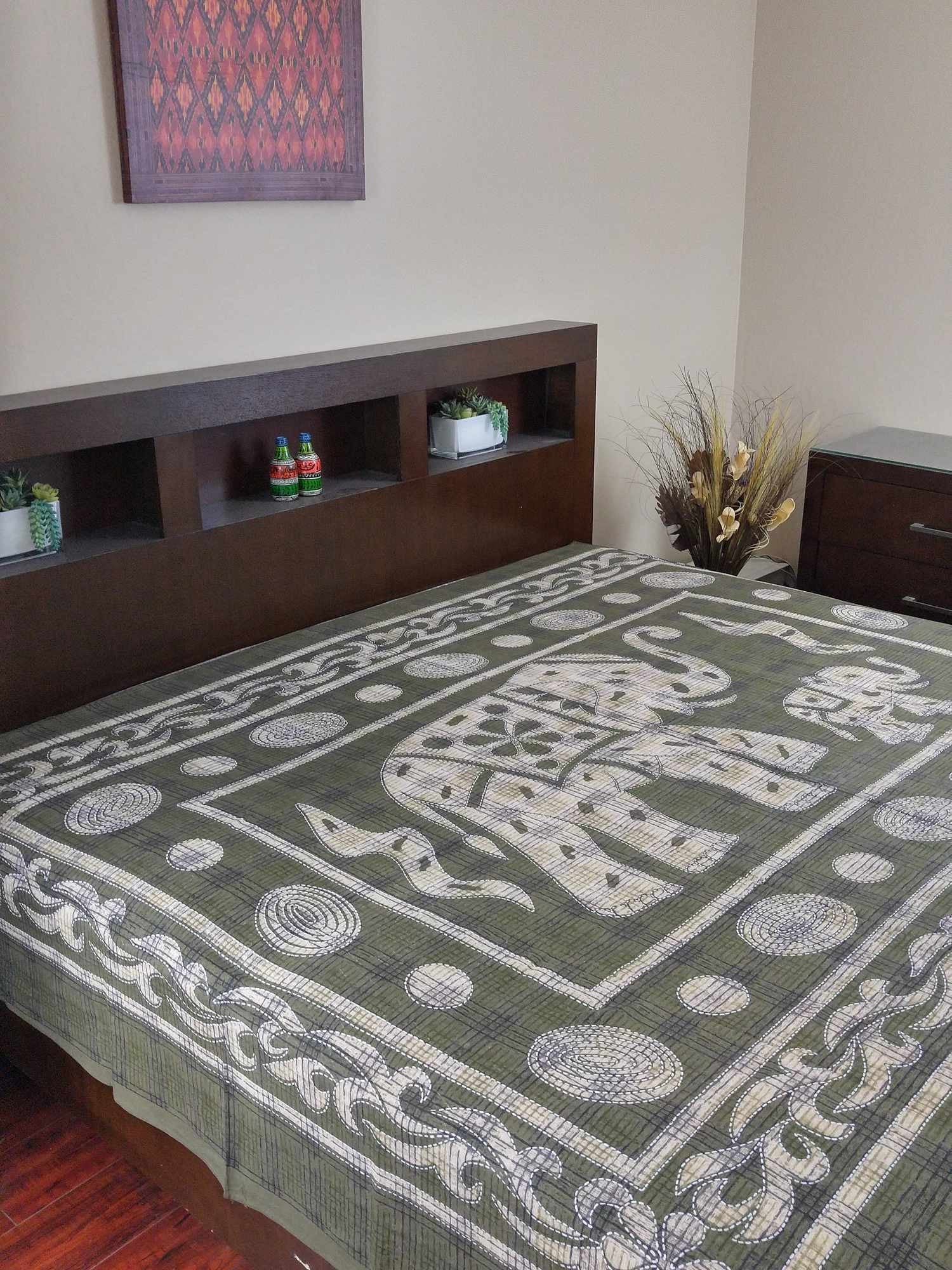 Cotton Elephant Print Cotton Bedspread Tapestry Tablecloth Beach Sheet Twin - Sweet Us