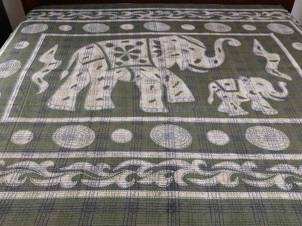 Cotton Elephant Print Cotton Bedspread Tapestry Tablecloth Beach Sheet Twin - Sweet Us