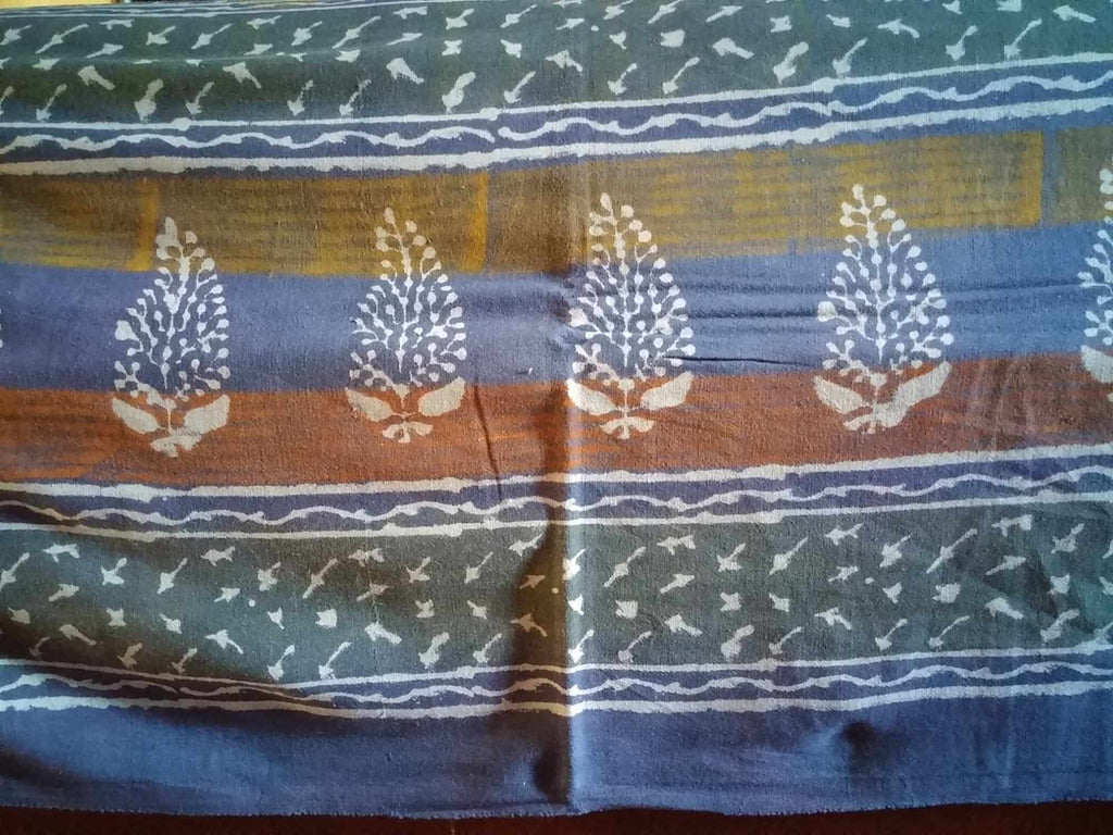 Handmade 100% Cotton Dabu Hand Block Print Tapestry Tablecloth Bedspread Coverlet Dorm Decor Beach Sheet Blue Twin - Sweet Us
