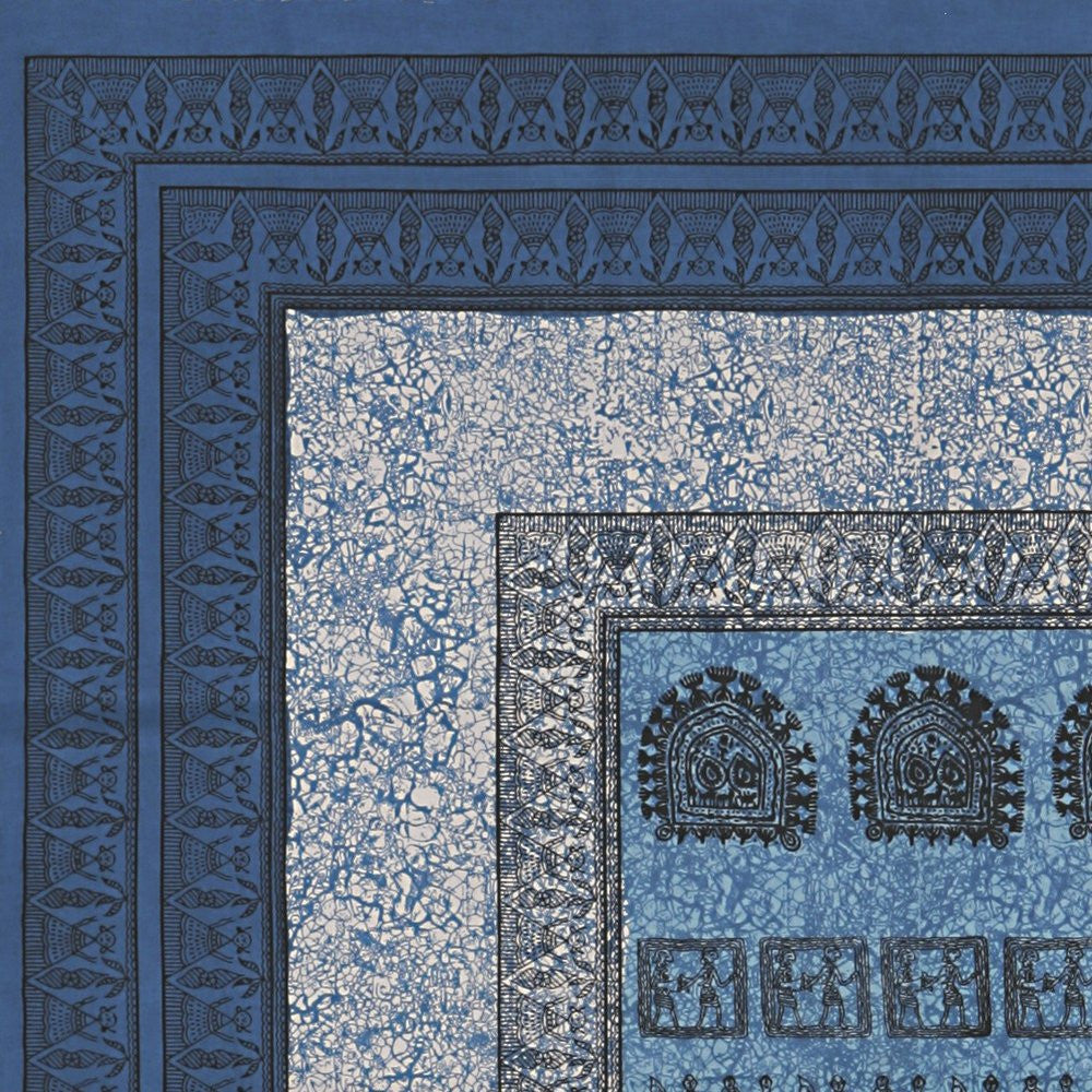 Handmade 100% Tribal Print Tapestry Throw Tablecloth Coverlet Wall Decor Artistic Blue - Sweet Us