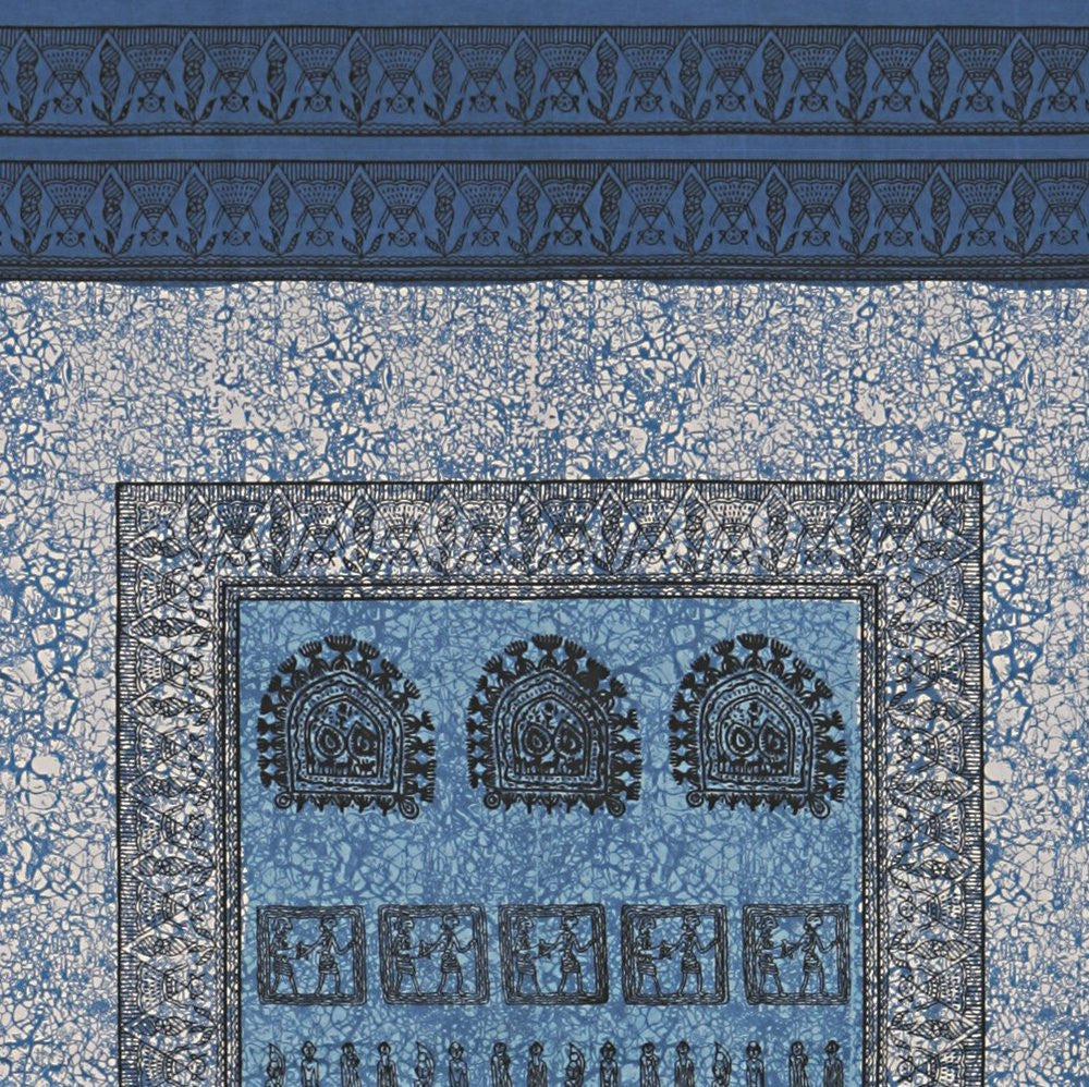 Handmade 100% Tribal Print Tapestry Throw Tablecloth Coverlet Wall Decor Artistic Blue - Sweet Us