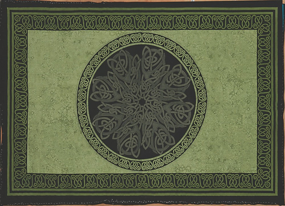 Handmade Celtic Wheel Circle Tie Dye Tapestry Tablecloth Spread Full 88x104 - Sweet Us