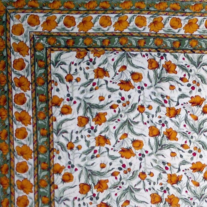 Handmade 100% Cotton Floral Print Tapestry Tablecloth Coverlet Bedspread Full - Sweet Us