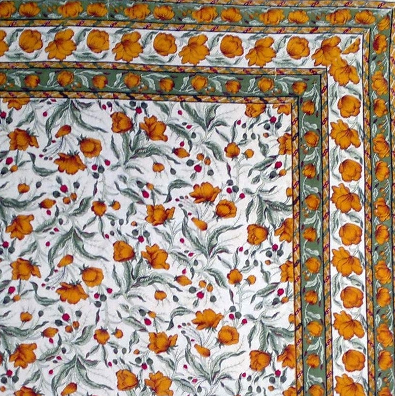 Handmade 100% Cotton Floral Print Tapestry Tablecloth Coverlet Bedspread Full - Sweet Us