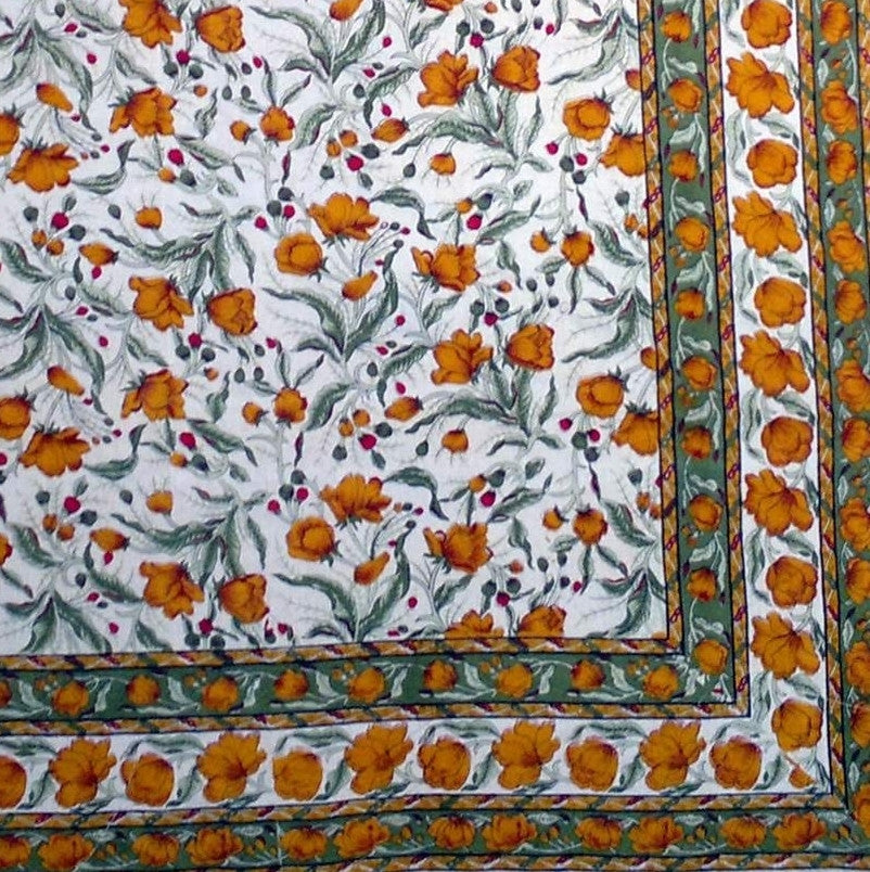 Handmade 100% Cotton Floral Print Tapestry Tablecloth Coverlet Bedspread Full - Sweet Us