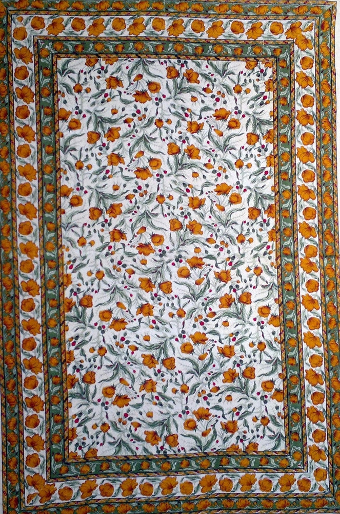 Handmade 100% Cotton Floral Print Tapestry Tablecloth Coverlet Bedspread Full - Sweet Us