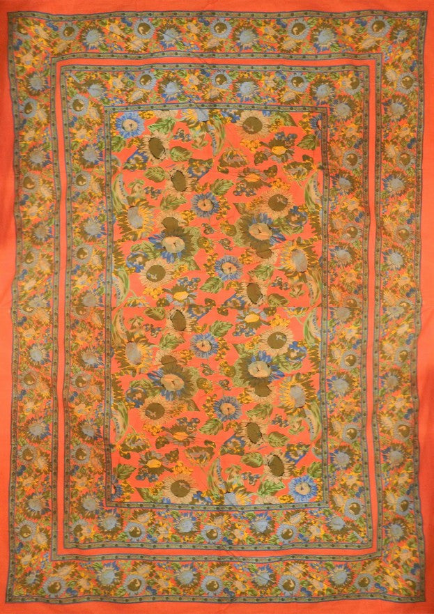 Handmade 100% Cotton French Floral Tapestry Tablecloth Throw Spread Full 88x106 - Sweet Us