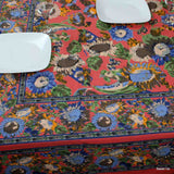 Cotton French Floral Tablecloth Rectangle Orange Blue Yellow Kitchen Dining Linen