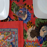 Cotton French Floral Tablecloth Rectangle Orange Blue Yellow Kitchen Dining Linen