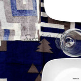 Cotton Native American Aztec Tablecloth Rectangle 60x90 Blue Gray Kitchen Linen
