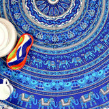 Cotton Elephant Floral Tablecloth Rectangle Blue White Kitchen Dining Linen