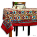Cotton Floral Geometric Tablecloth for Rectangle Tables Bed sheet Queen Red - Sweet Us