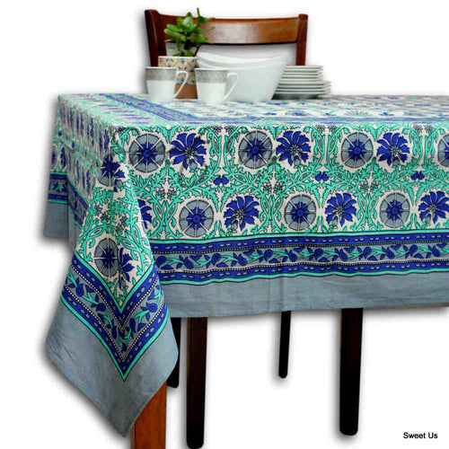 Zinnia Mosaic Cotton Floral Tablecloth Rectangle — Laguna - Sweet Us