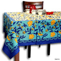 Regal Blooms Cotton Floral Tablecloth Rectangle — Sapphire Glow - Sweet Us