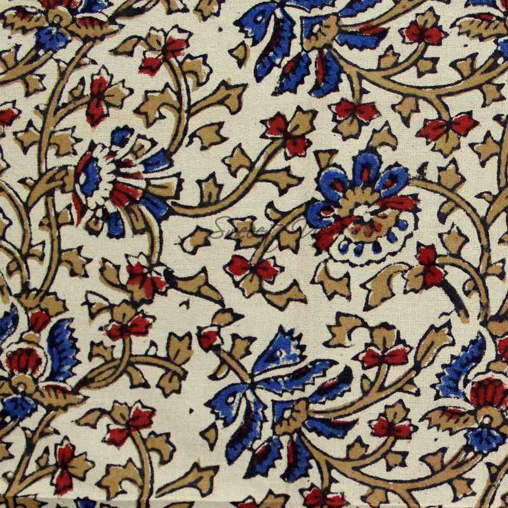 Block Print Floral Paisley Tablecloth Rectangle 70x102 Beige Gold Red Blue