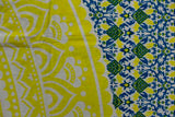 Cotton Tie Dye Floral Tablecloth Rectangle White Orange Blue Green Dining Linen