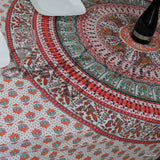 Elephant Mandala Cotton Tablecloth Rectangle Bed Sheet Full Blue Green Red