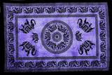 Handmade 100% Cotton Mandala Elephant Tapestry Tablecloth Coverlet 60x90 Purple - Sweet Us