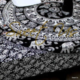 Cotton Elephant Mandala floral Tablecloth Rectangle 60x90 Black White Blue