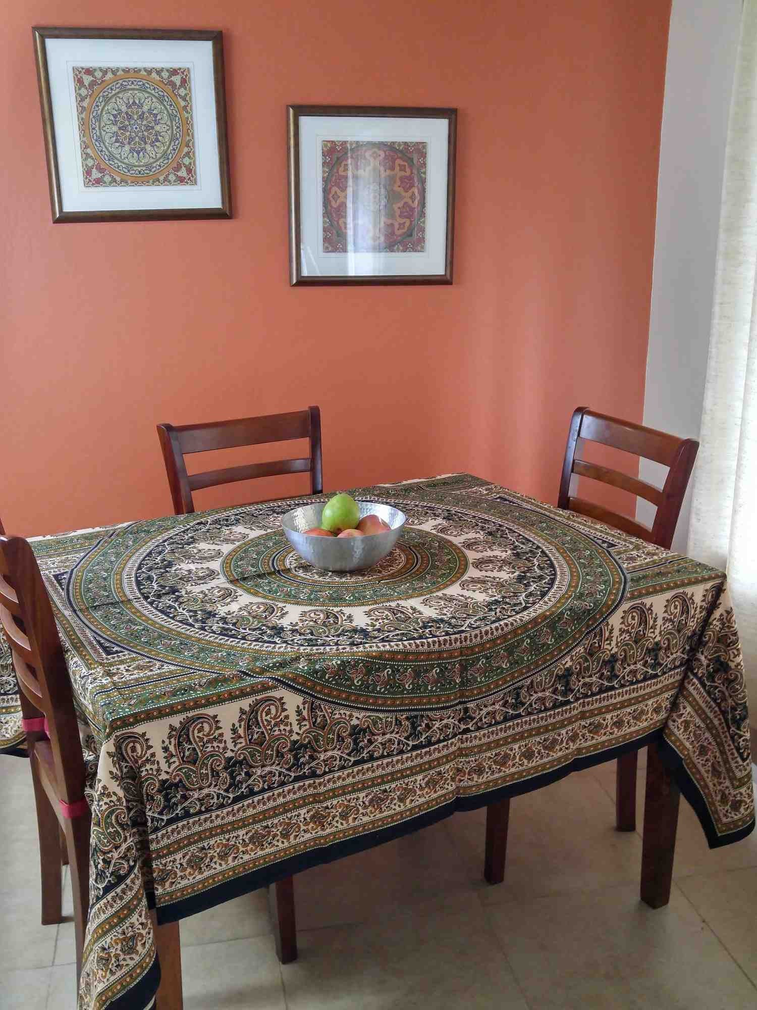 Handmade Cotton Paisley Mandala Tablecloth Coverlet Spread or Tapestry 64x90 Twin - Sweet Us