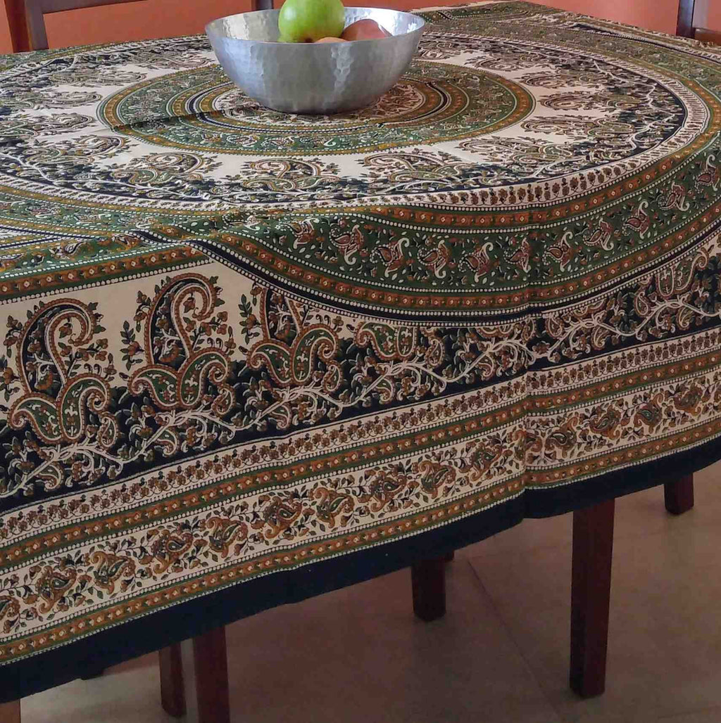 Handmade Cotton Paisley Mandala Tablecloth Coverlet Spread or Tapestry 64x90 Twin - Sweet Us