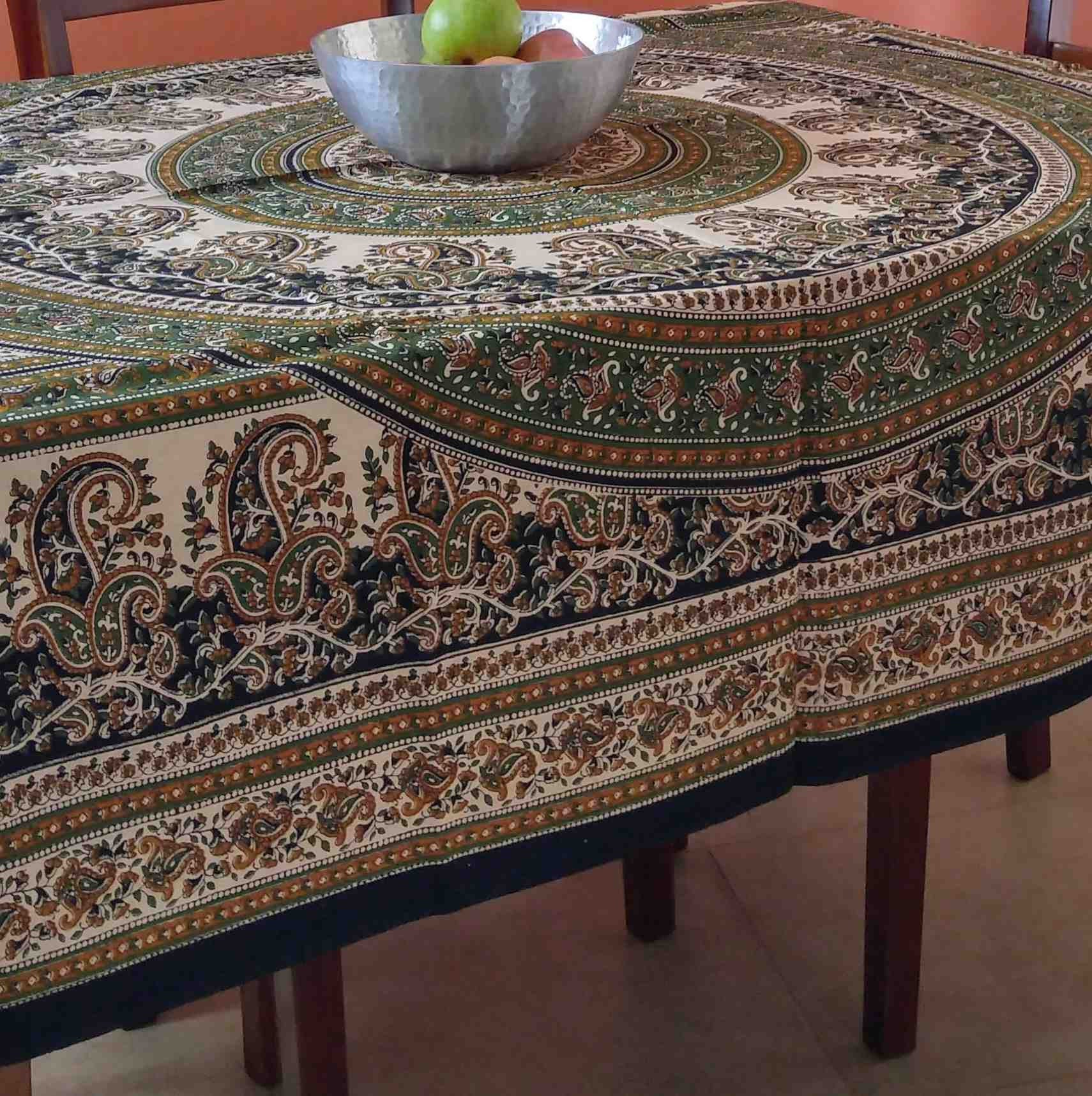 Handmade Cotton Paisley Mandala Tablecloth Coverlet Spread or Tapestry 64x90 Twin - Sweet Us