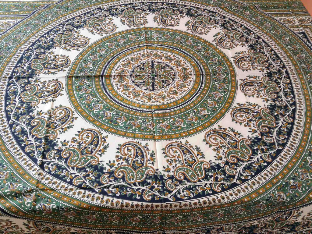 Handmade Cotton Paisley Mandala Tablecloth Coverlet Spread or Tapestry 64x90 Twin - Sweet Us