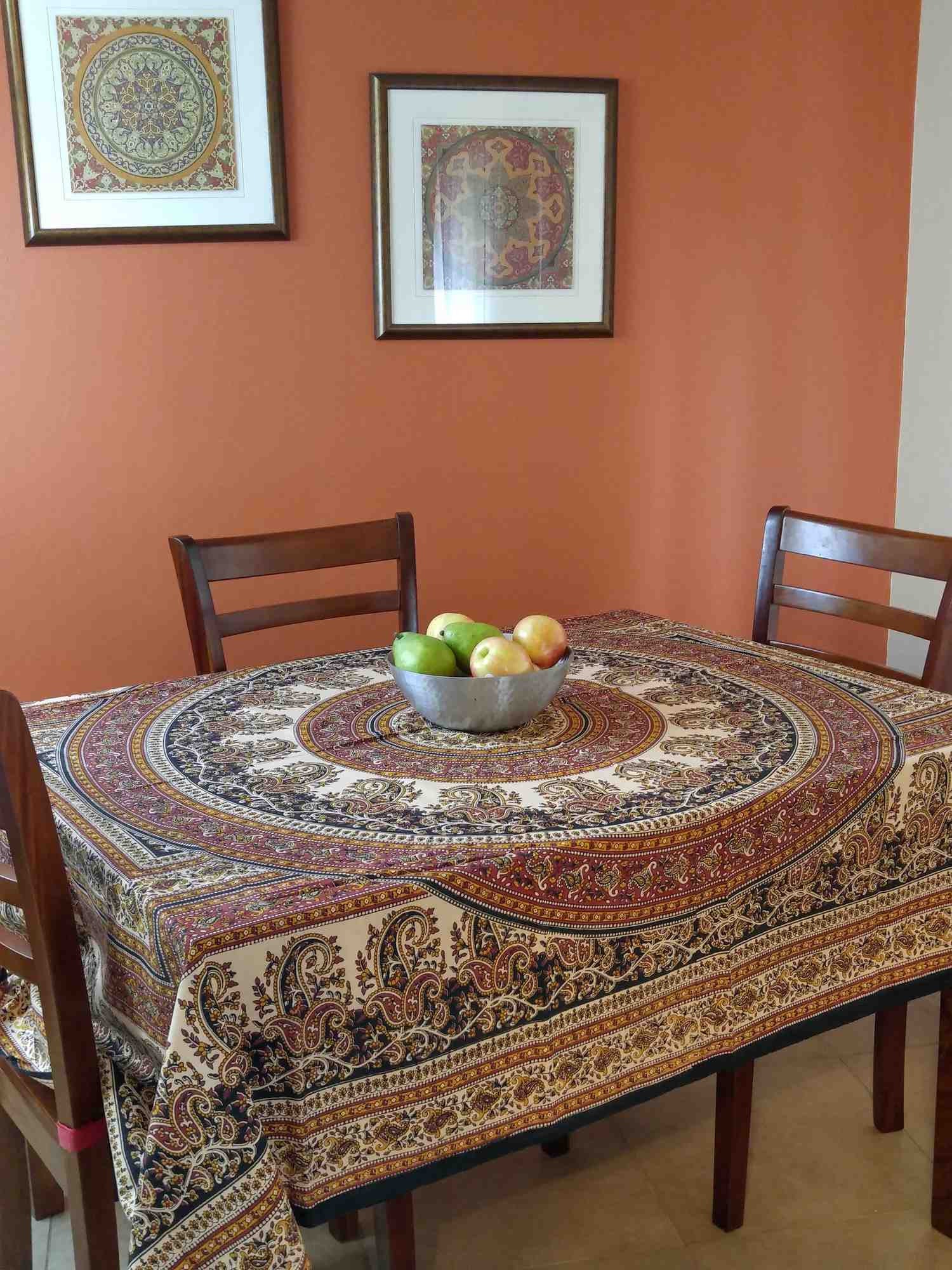 Handmade Cotton Paisley Mandala Tablecloth Coverlet Spread or Tapestry 64x90 Twin - Sweet Us