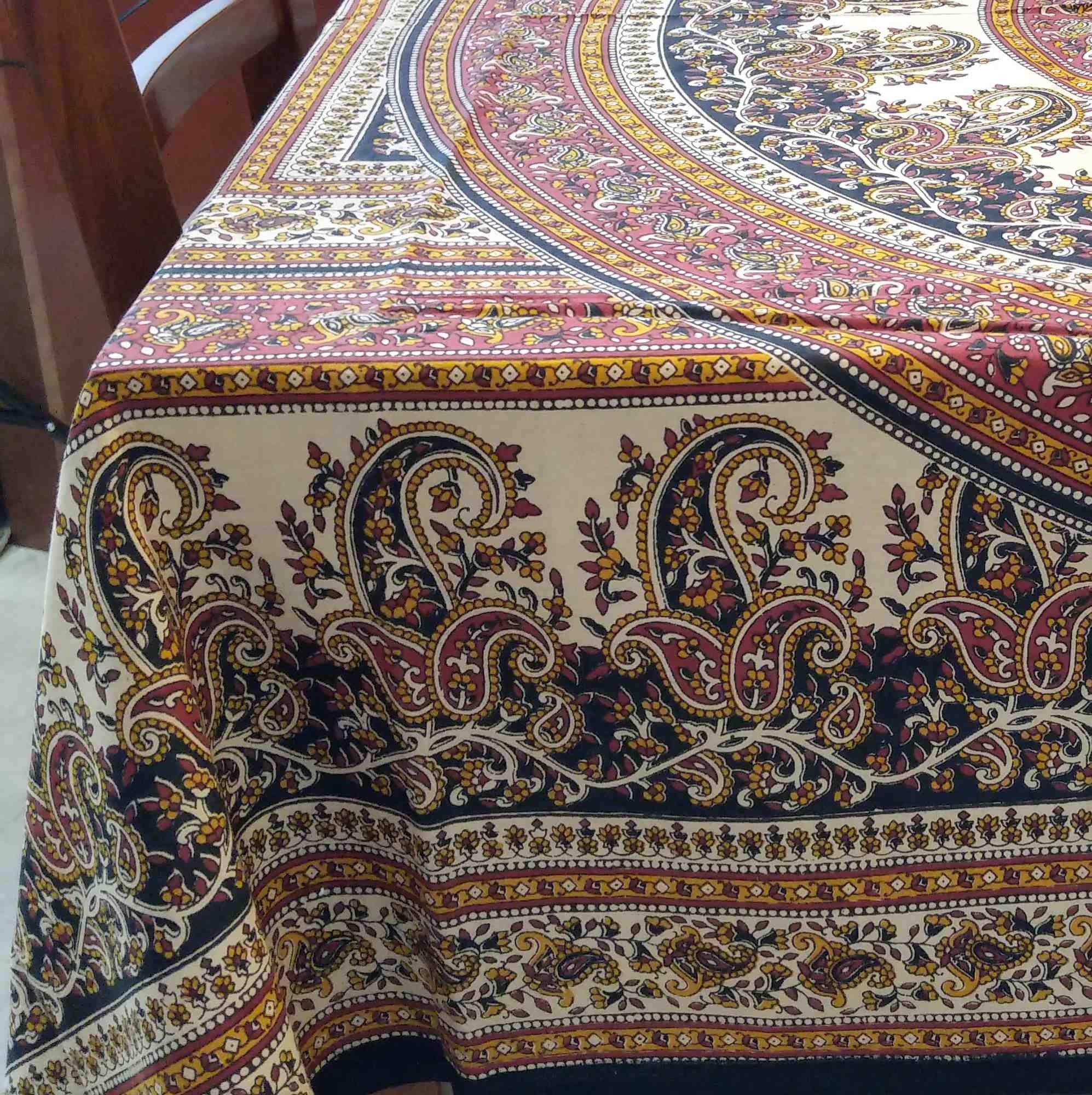 Handmade Cotton Paisley Mandala Tablecloth Coverlet Spread or Tapestry 64x90 Twin - Sweet Us