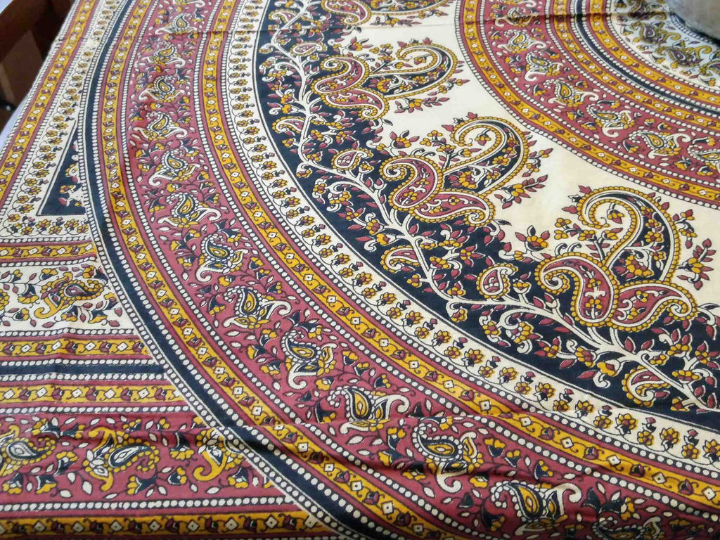 Handmade Cotton Paisley Mandala Tablecloth Coverlet Spread or Tapestry 64x90 Twin - Sweet Us