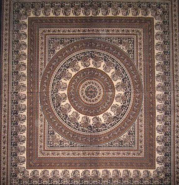 Handmade Cotton Paisley Mandala Tapestry Tablecloth Coverlet Spread 87x90 Full - Sweet Us