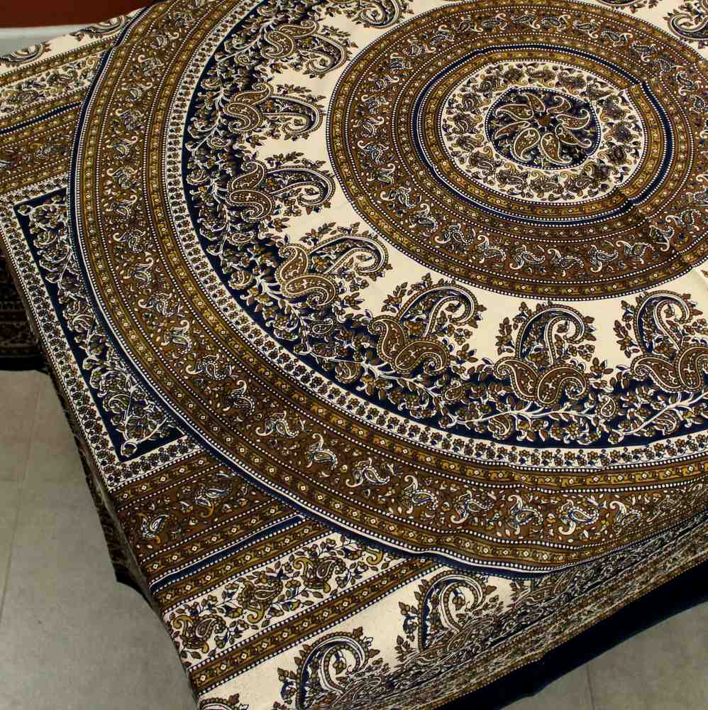 Cotton Mandala Paisley Floral Tapestry Tablecloth Rectangle Blue Purple Brown - Sweet Us