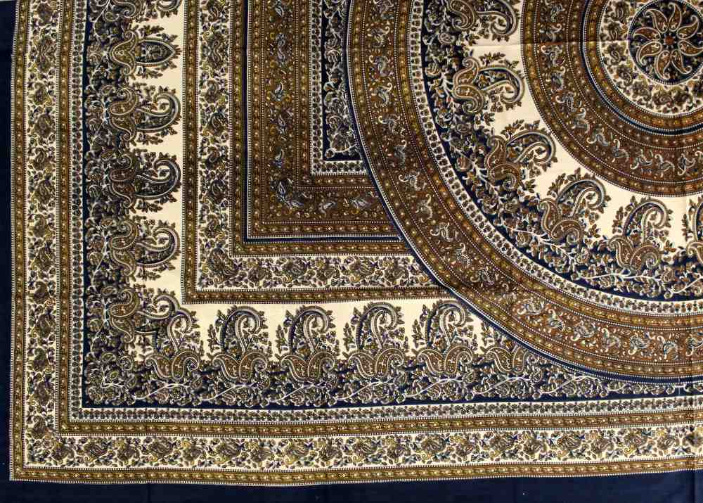 Cotton Mandala Paisley Floral Tapestry Tablecloth Rectangle Blue Purple Brown - Sweet Us