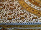 Paisley Mandala Cotton Tablecloth 64x90 Rectangle Brick Red Golden Brown - Sweet Us
