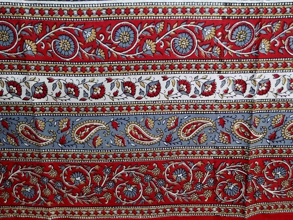 Handmade 100% Cotton Paisley Mandala Tapestry Tablecloth Coverlet 87x90 Red Grey - Sweet Us