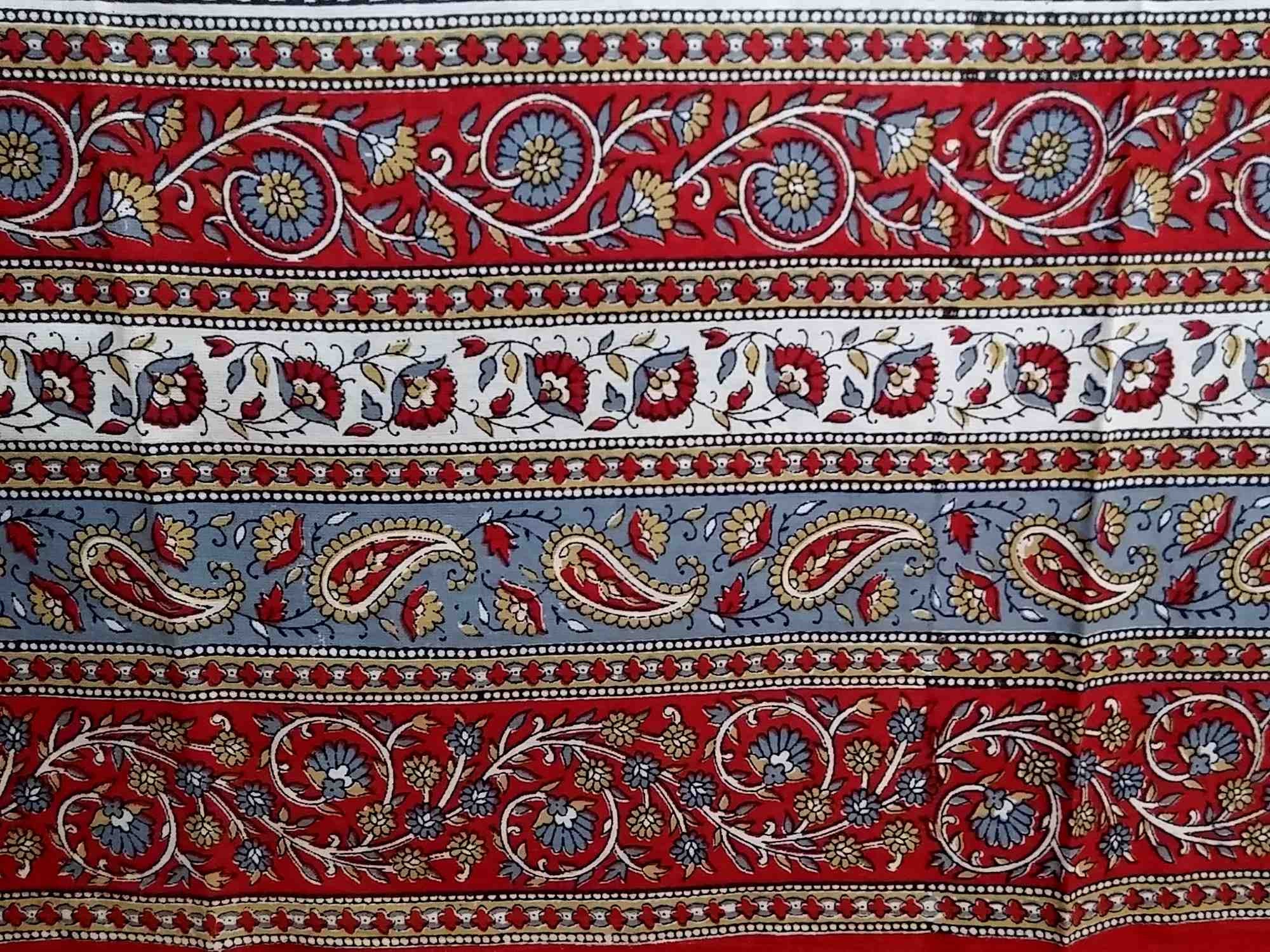 Handmade 100% Cotton Paisley Mandala Tapestry Tablecloth Coverlet 87x90 Red Grey - Sweet Us