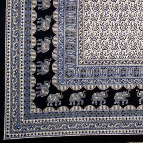 Handmade 100% Cotton Mandala Elephant Tapestry Tablecloth Coverlet Twin Blues - Sweet Us