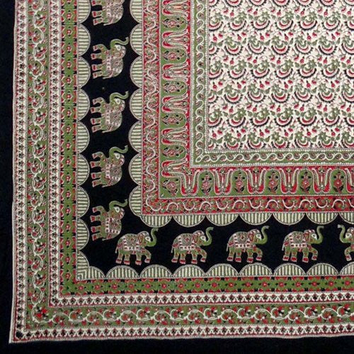 Handmade 100% Cotton Mandala Elephant Tapestry Tablecloth Coverlet Twin Reds - Sweet Us