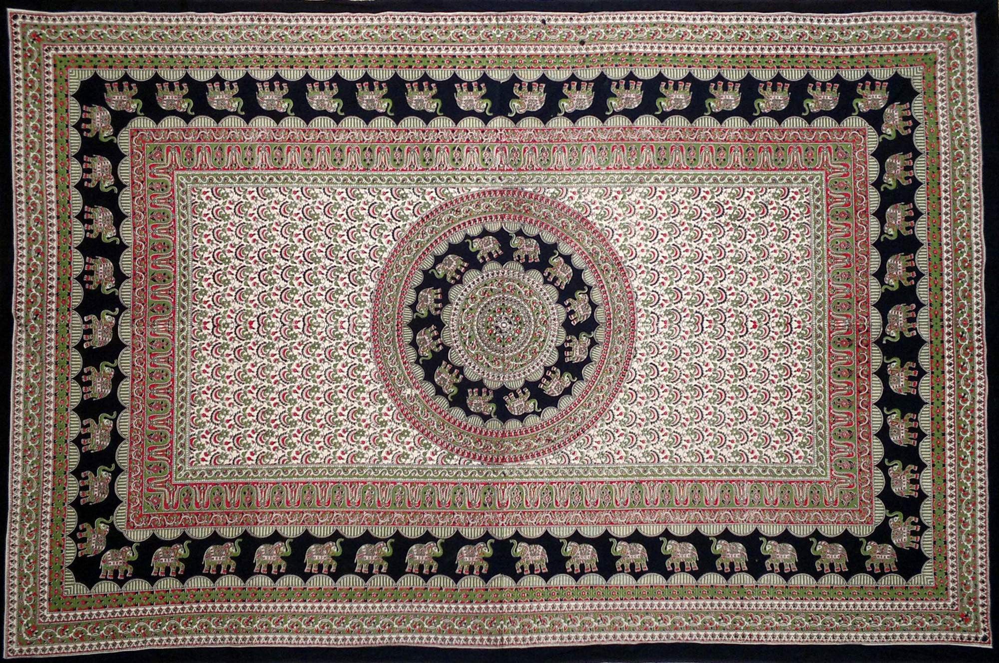 Handmade 100% Cotton Mandala Elephant Tapestry Tablecloth Coverlet Twin Reds - Sweet Us