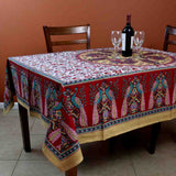 Cotton Peacock Floral Red Tablecloth Rectangle Wall Tapestry Bed sheet Queen - Sweet Us