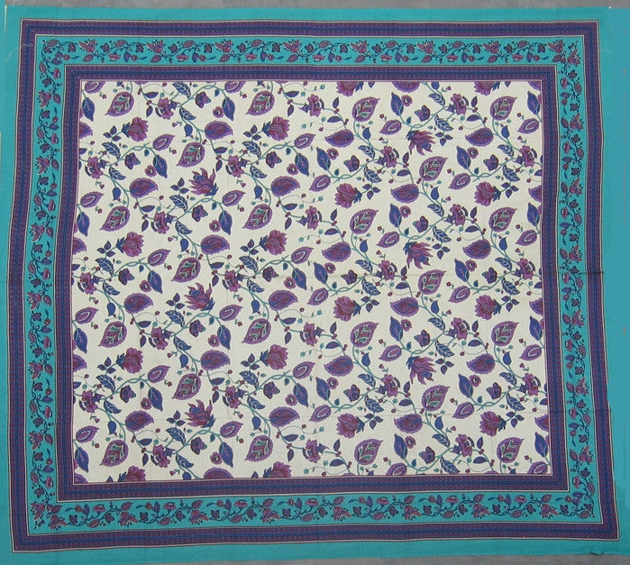 Handmade 100% Cotton Floral Tapestry Tablecloth Coverlet Bedspread 64x90 Twin - Sweet Us