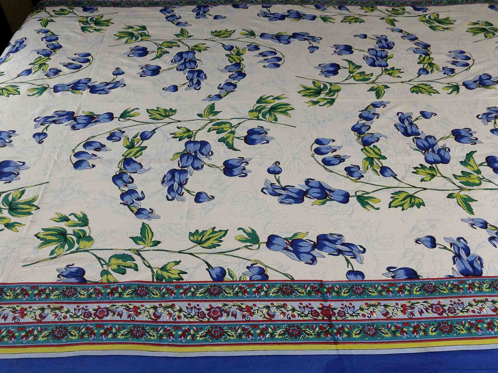 Cotton French Floral Tapestry Tablecloth Rectangular Spread Twin, Full Blue - Sweet Us