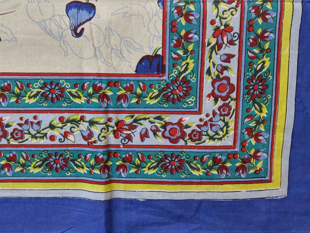 Cotton French Floral Tapestry Tablecloth Rectangular Spread Twin, Full Blue - Sweet Us