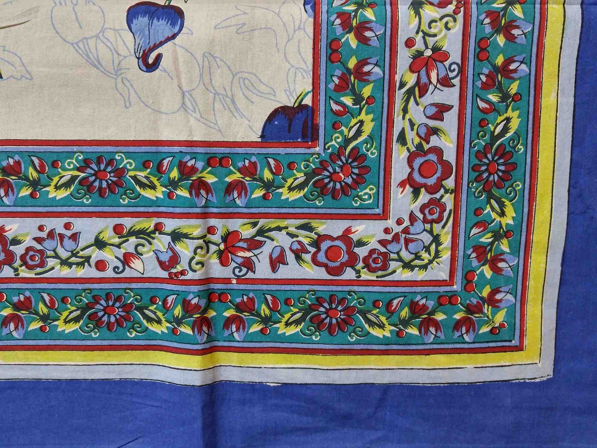 Cotton French Floral Tapestry Tablecloth Rectangular Spread Twin, Full Blue - Sweet Us