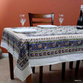 Cotton Floral Tablecloth Rectangle White Purple Kitchen Dining Linen - Sweet Us