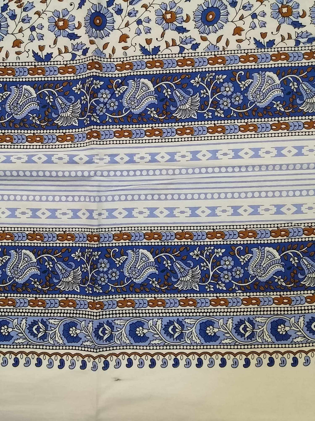 Handmade 100% Cotton Floral Tapestry Throw Tablecloth Bedspread Blue Twin 72x106 - Sweet Us