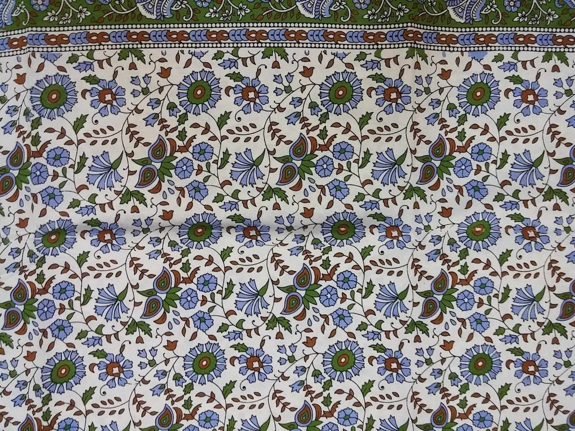 Handmade 100% Cotton Floral Tapestry Throw Tablecloth Bedspread Green Full Double 88x106 - Sweet Us