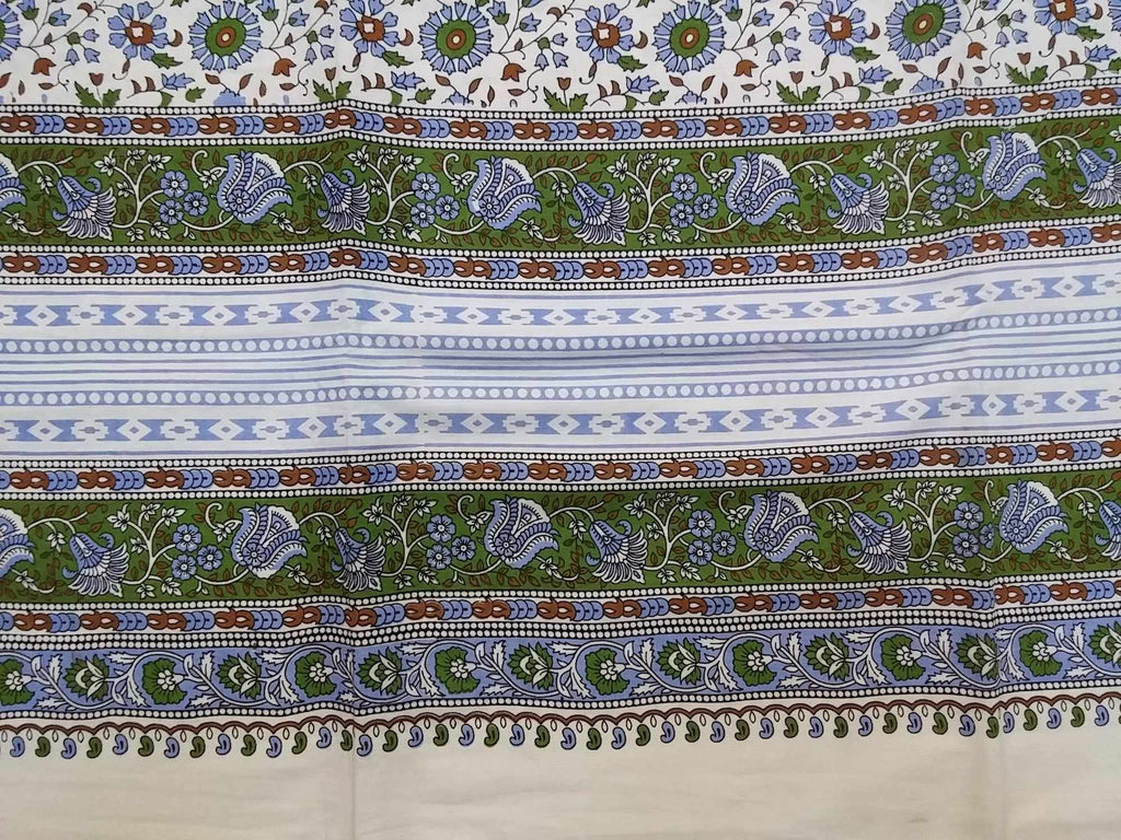 Handmade 100% Cotton Floral Tapestry Throw Tablecloth Bedspread Green Full Double 88x106 - Sweet Us