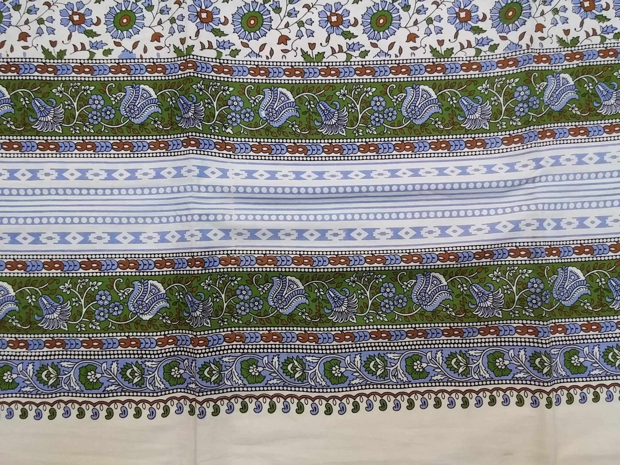 Handmade 100% Cotton Floral Tapestry Throw Tablecloth Bedspread Green Full Double 88x106 - Sweet Us