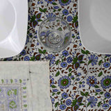 Cotton Floral Tablecloth Rectangle White Green Purple Kitchen Dining Linen